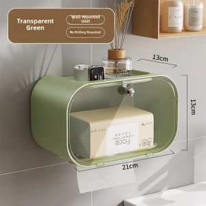 Nordic Style Bathroom Toilet Paper Holder Waterproof Wall Mounted No Drilling Required Paper Towel Rack Bathroom Storage Shelf