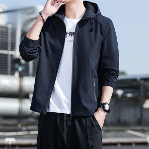 ROMON | Lormen Mens Summer Jacket Outdoor Lightweight Windproof Zipper Decorated Standard Fit Fashion Urban Style Long Sleeve Coat