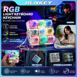 HLINKEY Stress Relief Keyboard Keychain 4/5/9 Keys Fidget Toy Creative Keycap Button Clicker Light Up Decompression Gift