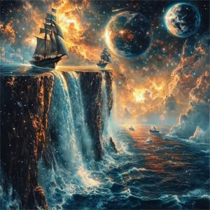 Jigsaw Puzzle for Adults 500/1024PCS Cruise Ship Waterfall Artwork Mindful Game Stress Relief Decor Gift