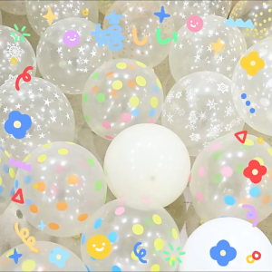 ลูกโป่งยางใสลายดาว ขนาด 12 นิ้ว เนื้อเหนียวและหนา เซต (30/50) ใบ