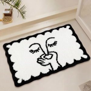 VIKAMA Minimalist Abstract Body Outline Fluffy Bath Mat Anti Slip Rug For Bathroom Door Bedroom Aesthetic Home Decor