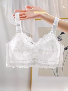 Thin Full Cup Bra Womens Underwear No Steel Ring Anti-Sagging Side Breast Collection Large Size Lace Edge Removable Strap