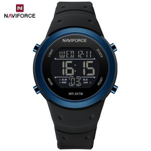 Naviforce | NAVIFORCE Men Watches LCD Digital Waterproof Day and Date Display Alarm Clock Soft Silicone Strap Male Sports Student Wristwatch