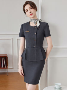 ชุดสูทแขนสั้นคอวี ชุดทำงานสำหรับผู้หญิง ชุดงานแต่งงาน ชุดทำงานโรงแรม ชุดงานแต่งงานร้านทอง ชุดงานแต่งงานร้านเสริมสวย ชุดทำงาน ชุดทำงาน