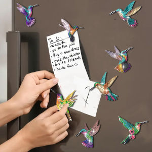 8 / DIY Refrigerator Diamond Painting Kit Hummingbird Pattern Diamond Art Refrigerator Magnet for Wine Cabinet Bar Locker