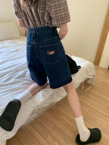 Deep Blue Loose Wide Leg Jeans Shorts Womens Summer 2025 New High Waist Loose Fit Pants Casual Comfortable High Waist Jeans