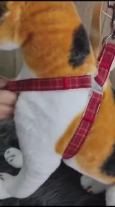 Tali Tuntun Anjing Kucing Harnes Denim Kotak Ryu Pet Harness and Leash Dog Cat