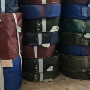 สายผ้าร่มเคลือบกันน้ำ F 22 หน้า 2345678 ยาว 90 เมตรเคลือบกันน้ำสำหรับใช้ในการเกษตรส่งน้ำไปยังแปลงนา