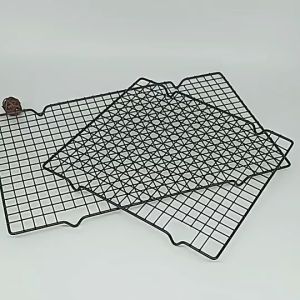 DEBUTIME Baking Cooling Rack Stainless Steel Non-Sticky Single Tier For Cookie / Bread / Cake / Tarts / Carbon Steel Wire Grid Cake Cooling Rack Black Single Layer Non-Stick Baking Shelf Biscuit Bread BBQ Holder Kitchen Accessories