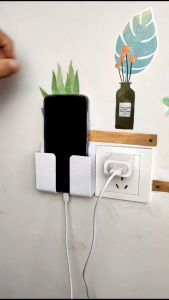 Wall Mounted Universal Mobile Phone Holder Stand Charging Storage Box Plug Organizer Charge Dock / Pemegang Cas Telefon