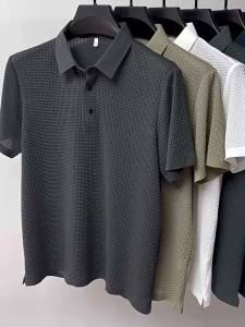 Brand Clothes Summer New Mens Short Sleeve T-shirt Ice Silk Cool and Breathable POLO Shirt Business Casual Sweat-absorbing Top