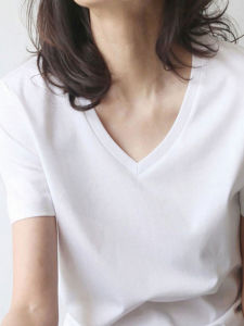 Cotton Blend Short Sleeve V-neck T-shirt