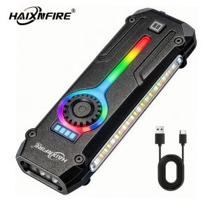 HaixnFire W202 Outdoor Camping Light EDC Flashlight 2500 Lumen Rechargeable Tactical Light with RGB Light Source Portable Laser Light