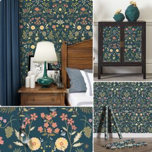 Contact Paper Peel and Stick Kitchen Cabinet Furniture Nursery Renter Friendly Wallpaper Peel and Stick Wallpaper Floral Wallpaper Boho Vintage Textured Wallpaper for Bathroom Bedroom and Cabinet