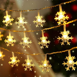Snowflake String Lights Christmas LED Fairy Lights Battery Operated Bedroom Indoors Garden Christmas Tree Living Room Decoration