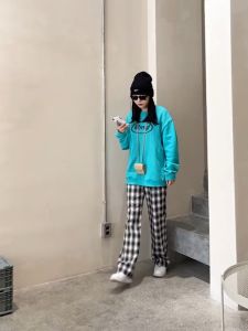 SINRANSINYA丨Quần nam-quần Âu bé trai đường phố ống đứng baggy cổ điển Harajuku quần kẻ sọc sinh viên đẹp trai thời trang Instagram