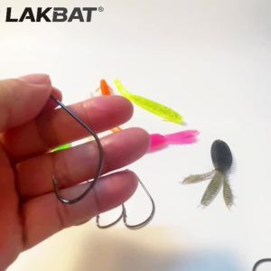 LAKBAT Screw Lock Round Bend Wide Gap Barbed Fishhook High Strength Anti-Rust Forged Hook for Soft Bait Sea Carp Fishing Pesca
