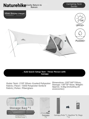 NatureHike | Fast Setup Sun Protection Tent A-class Fabric Camping