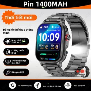 LIGE | Đồng Hồ Thông Minh Quân Đội LIGE Với Đèn Pin Pin Lớn 1400mAh & Máy Đo Nhịp Tim Đồng Hồ Thể Thao Nam Chống Nước IP68 Tương Thích Với Android/iOS