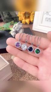 Vòng Cổ Mặt Dây Chuyền Nữ Thanh Lịch Với Hình Dạng Đệm Bằng Đá Cubic Zirconia Màu Bạc Dây Chuyền Hộp Phụ Kiện Trang Sức Thời Trang Của Huitan