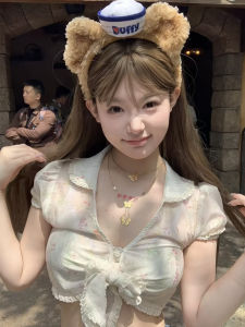 Cute Duffy Bear Hairband for Girls Theme Park Photo Prop Trendy Headwear Adorable Hair Accessory Korean Style  out