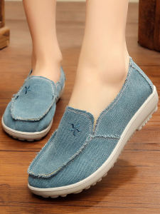 Breathable Canvas Shoes for Women Low Top Casual Slip-ons with Muffin Heel for Spring and Autumn New Arrival