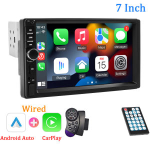 Hippcron 7 Inch 1 DIN HD Màn Hình Cảm Ứng Máy Nghe Nhạc Video Trên Ô Tô Có Dây CarPlay Android Auto MP5 Stereo Aux Bluetooth Độ Phân Giải 800x480
