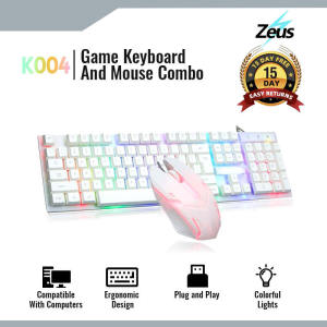 Zeus K-004 ( Arc-Angle ) Colorful LED Iuminated Backlight Gaming Keyboard And Mouse Bundle