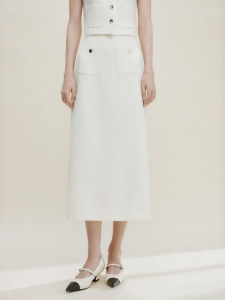 FAMANXUAN | Vintage High-Waist Straight-Cut Midi Skirt