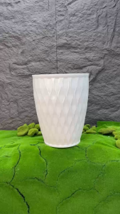 Chậu Sóng Cao 38x46cm Trồng Hoa Size Lớn Nhựa Dày Màu Trắng