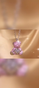Swarovski Necklace for Women TEDDY Bright Teddy Bear Heart-beating Bear Chain