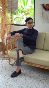 ALARY - Kemeja Pria Lengan Panjang Nazari Navy