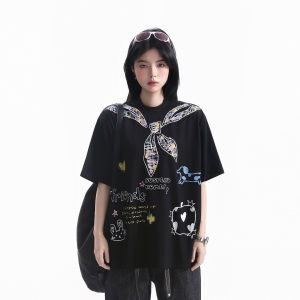 zuocisankon | Vintage Graffiti Black Womens Short Sleeve T-shirt