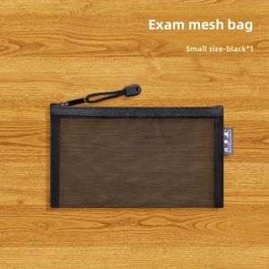 Transparent Mesh Pen Bag Double Layer Stationery Bag Exam Special Pencil Case Primary School Simple Pencil Box Junior High School Girls Boys Style High Aesthetic Large Capacity Stationery Box Fashion New Large Opening Pen Bag