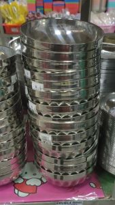 3-PCS STAINLESS STEEL BOWL DOUBLE LAYERED BOWL / RESTAURANT DINNING BOWL / ANTI-HEAT THICK BOWL TONY