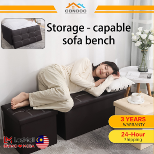 CONOCO Sofa Stool Sofa Storage PU Leather Box Storage Box Organizer Bench Stool Shoe Bench 沙發凳