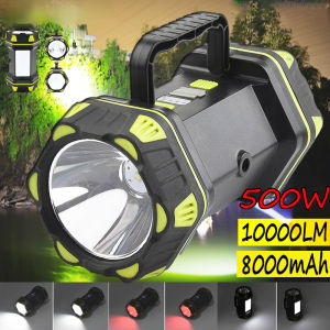 Most Powerful flashlight heavy duty Searchlight long range flashlight super bright Emergency Light led search lights rechargeable waterproof torch light big work light strong light Spotlight camping light outdoor hand flashlight Portable