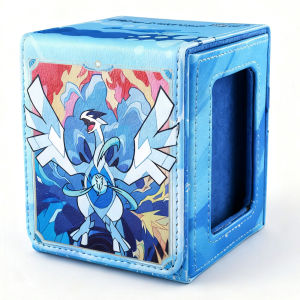 120+ Lugia Inspired Design Deck BoxDisplay Window for Valuables Magnetic ClosurePU Leather Case for PTCG YGO TCGMTG Cards