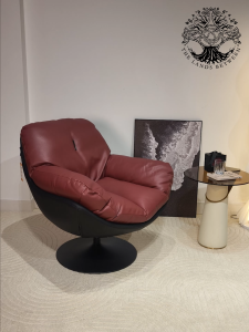 Ghế thư dãn SWIRL PLUM LOUNGE nhập khẩu ghế lười đọc sách chân xoay GUCCI Swivel da đỏ mận