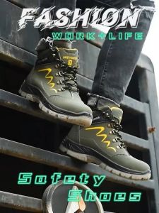 NAK- Lightweight Safety Shoe Men Steel Toe Cap Mid Sole Medium Cut Safety Boots Safety Boots Men Working Shoes Working Boot Hiking Boots Size 36-47