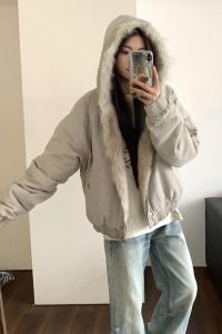 Áo Khoác Cotton Dày Có Mũ Trùm Đầu Cho Nam Và Nữ Mùa Đông 2025 Thiết Kế Mỹ Cleanfit Áo Khoác Cotton Lông Cừu Dày Cho Nữ