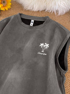 Mens Suede Vest Summer New American Trend Brand INS Shoulder Top Beach Quick Dry Loose Sleeveless T-Shirt Breathable Polyester Fiber