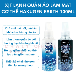 Xịt lạnh quần áo làm mát cơ thể Hakugen Earth 100ml Nhật Bản