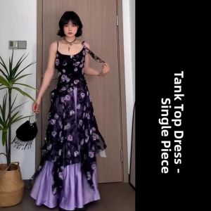 unifittoo | French Style Floral Spaghetti Strap Summer Maxi Dress New 2026