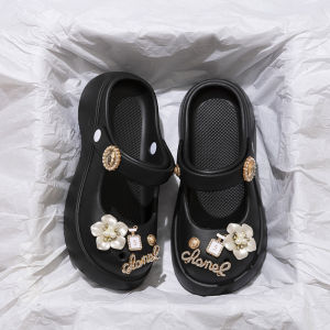 Caramel Bear Mary Jane Hole Shoes Womens Summer 2024 New Arrival Sweet Cute Outdoor Soft Bottom Increase Sandals