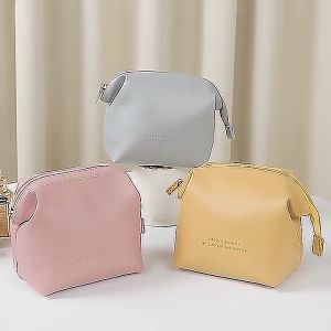 Travel Makeup Bag Purse Organizer Insert Tote Handbag OrganizerPU Leather Cosmetic Travel BagsPortable Toiletry BagRoomy Cosmetic Bag for Women