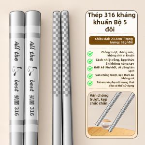 CHUANGSHUNFU | Đũa Thép Không Gỉ Chống Trượt Kháng Khuẩn Chống Mốc Chịu Nhiệt