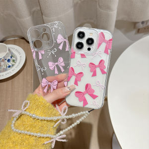 Casing For Samsung M02 M02s M10 M11 M12 F12 M22 M32 A750 A7 2018 J4 Plus J4 J7 Prime Cute Pink Bowknot Clear Space Phone Case