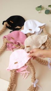 Topi Bayi Anak Perempuan Kepang Rambut & Bucket Rajut Handmade Premium Import